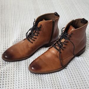 Aldo Brown Leather Ankle Boots with Lace-Up Design